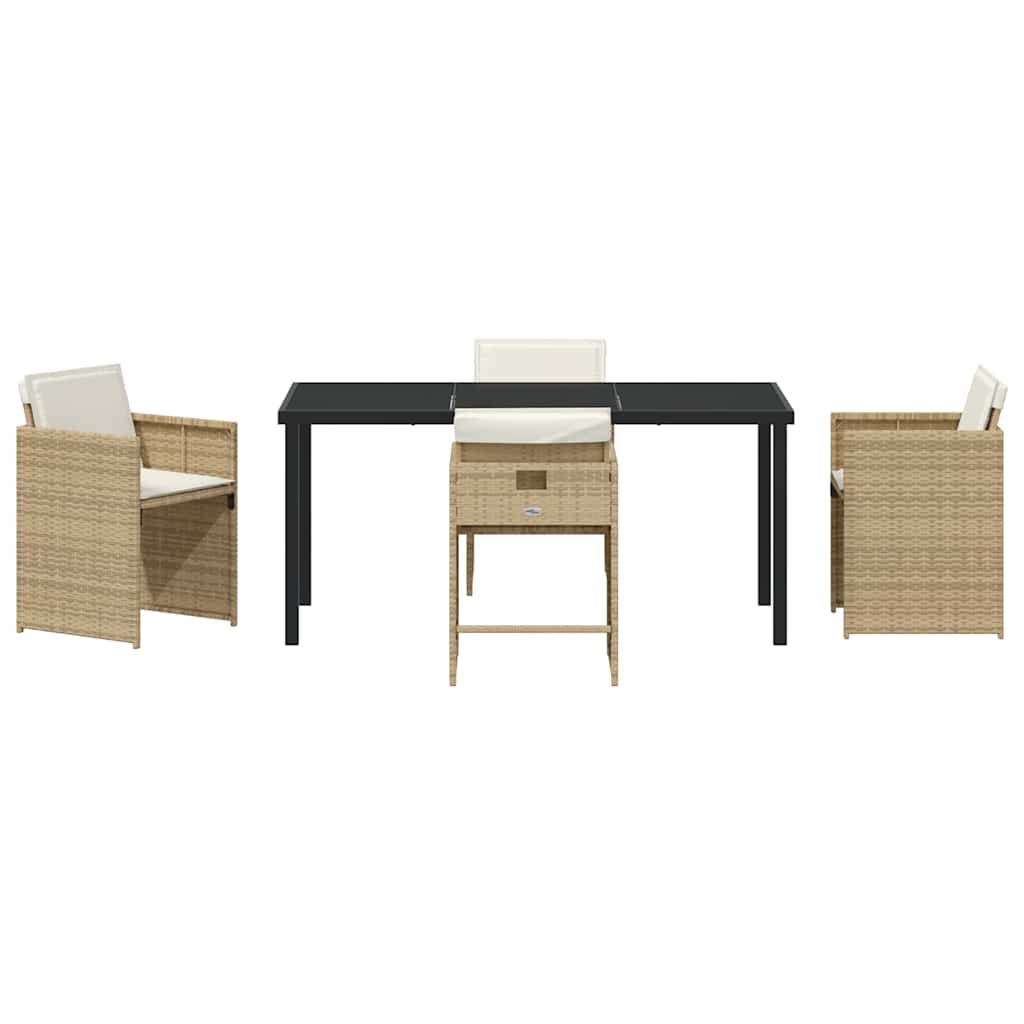 Garden Dining Set 5 pcs Beige Poly Rattan