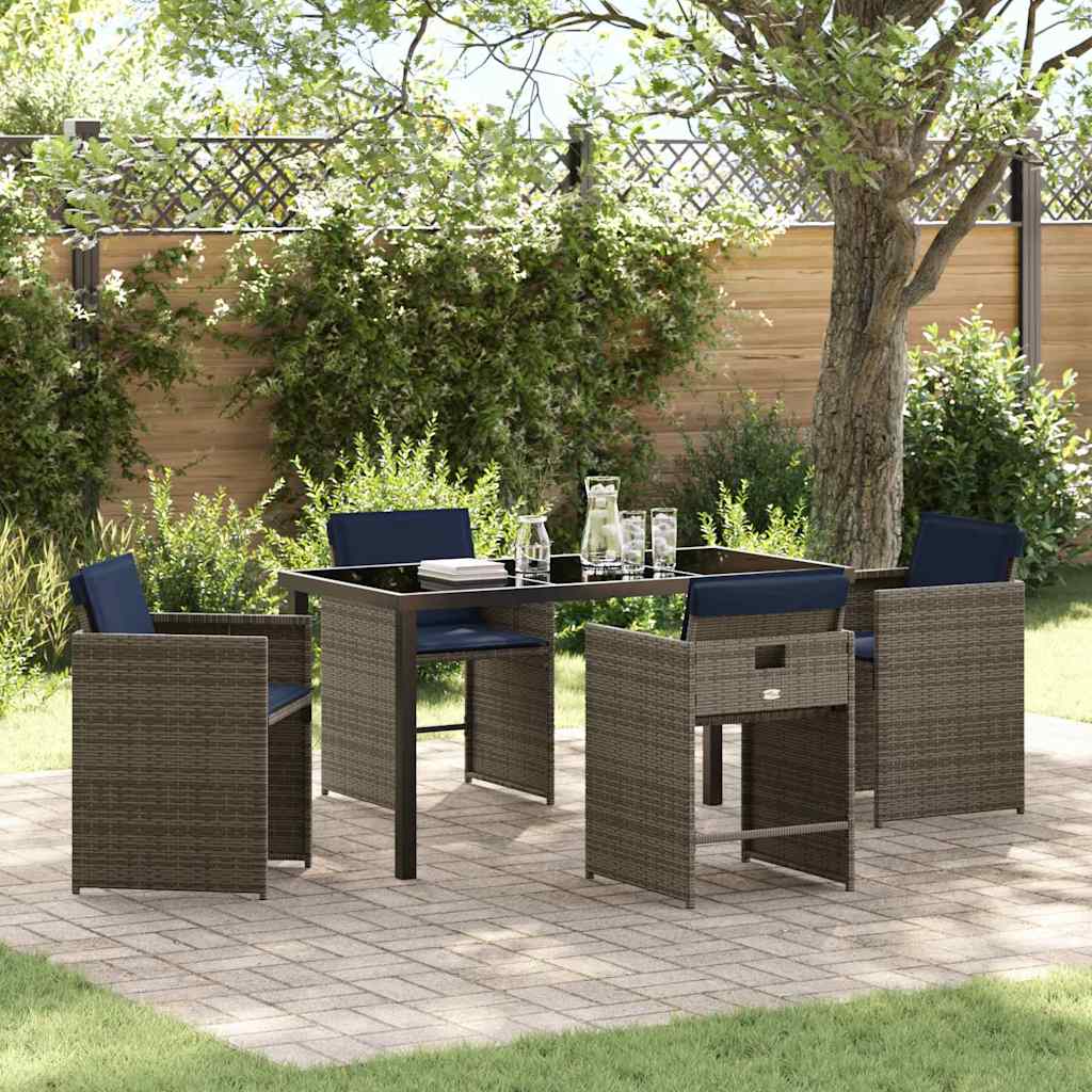 Garden Dining Set 5 pcs Grey Poly Rattan