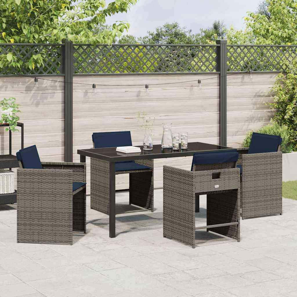 Garden Dining Set 5 pcs Grey Poly Rattan