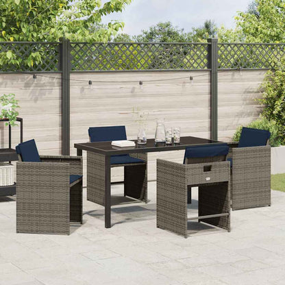 Garden Dining Set 5 pcs Grey Poly Rattan