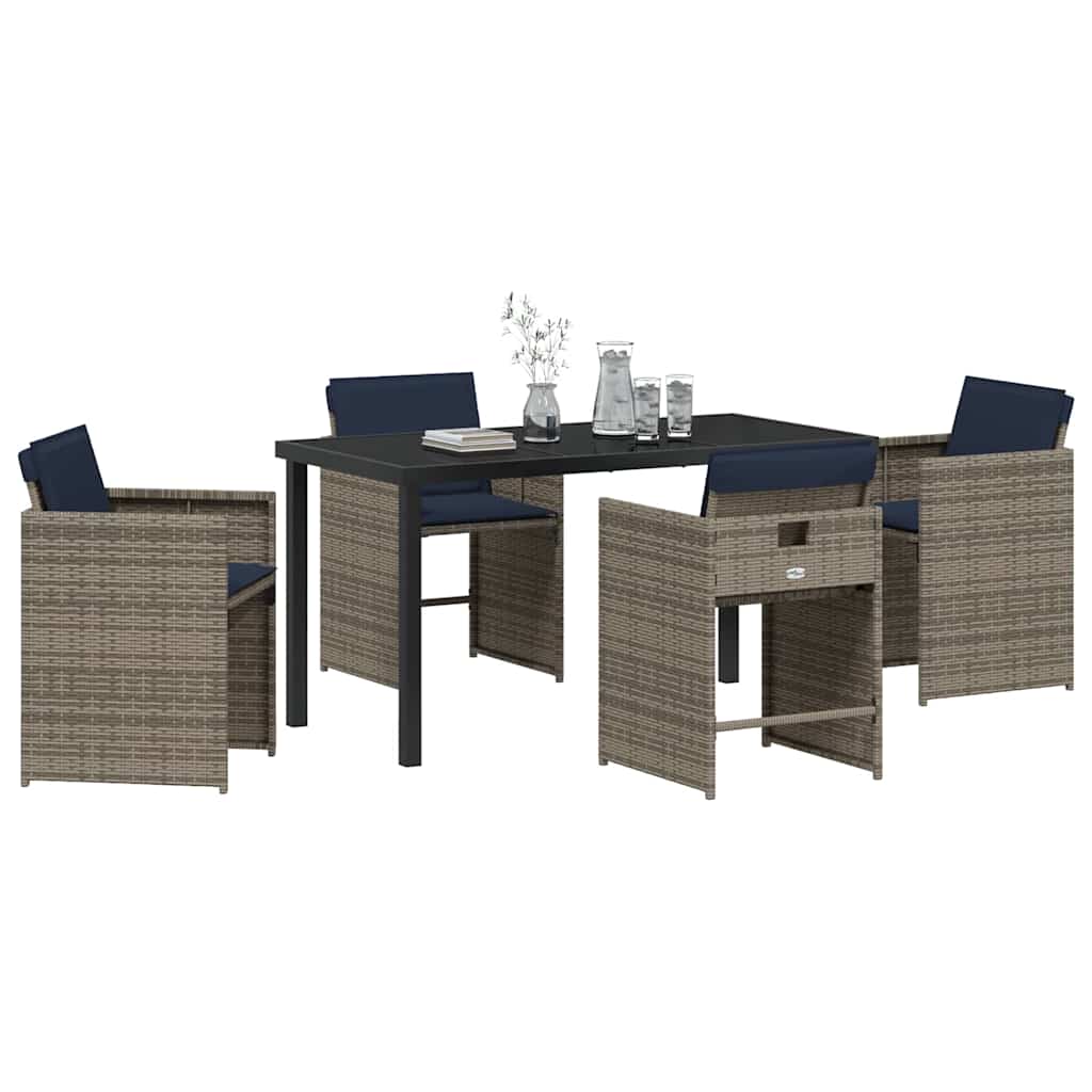 Garden Dining Set 5 pcs Grey Poly Rattan