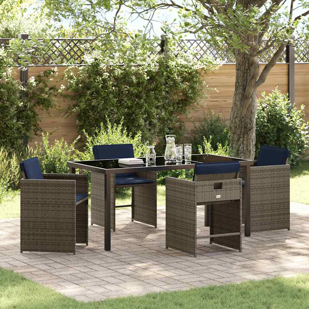 Garden Dining Set 5 pcs Grey Poly Rattan