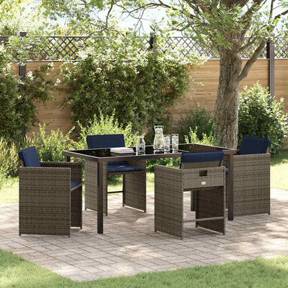 Garden Dining Set 5 pcs Grey Poly Rattan