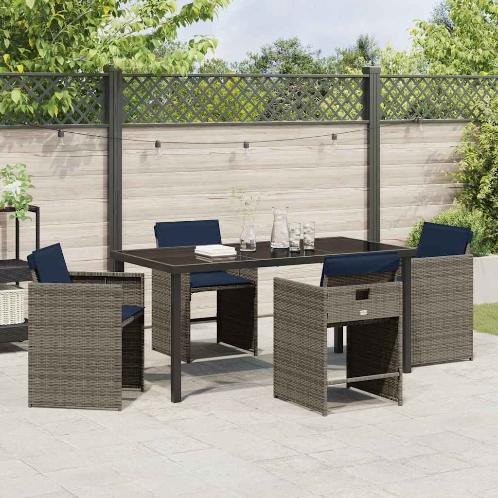 Garden Dining Set 5 pcs Grey Poly Rattan
