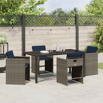 Garden Dining Set 5 pcs Grey Poly Rattan