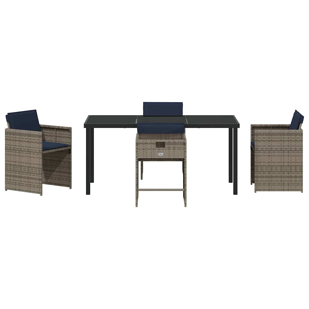 Garden Dining Set 5 pcs Grey Poly Rattan