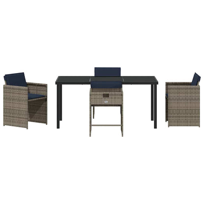 Garden Dining Set 5 pcs Grey Poly Rattan