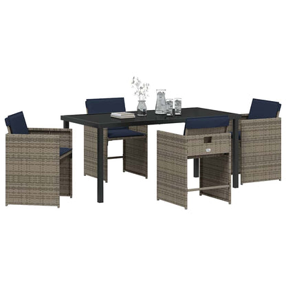 Garden Dining Set 5 pcs Grey Poly Rattan