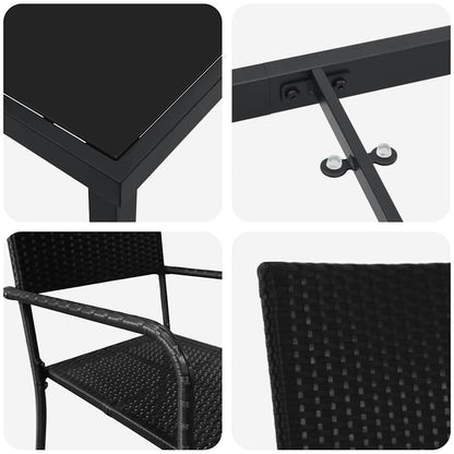 Garden Dining Set with Cushion 7 pcs Black Poly Rattan