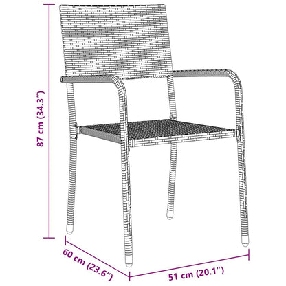 Garden Dining Set with Cushion 3 pcs Grey Poly Rattan