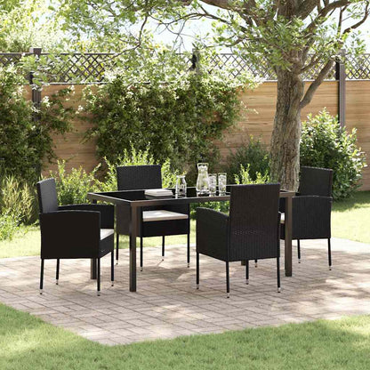 Garden Dining Set 5 pcs Black Poly Rattan