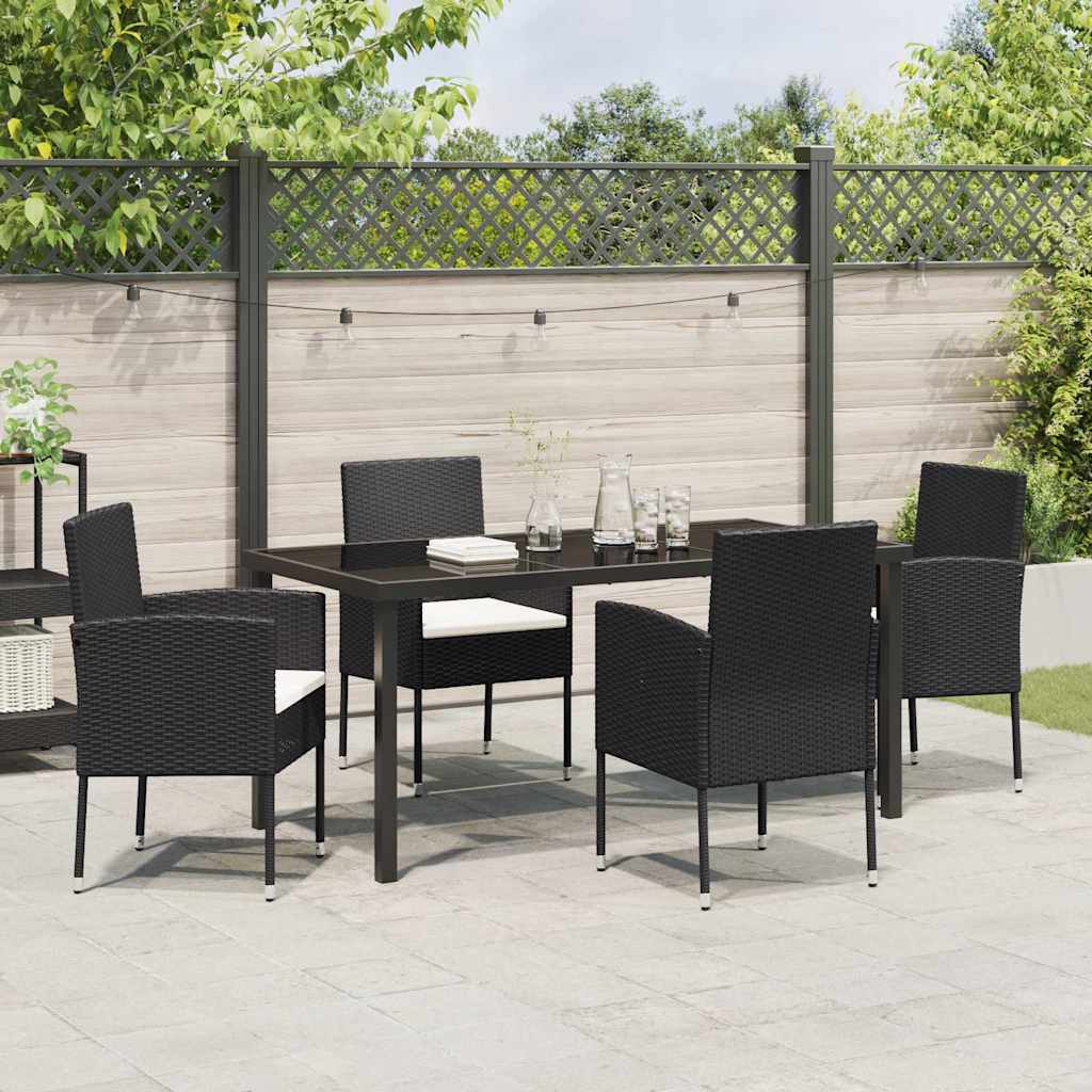 Garden Dining Set 5 pcs Black Poly Rattan