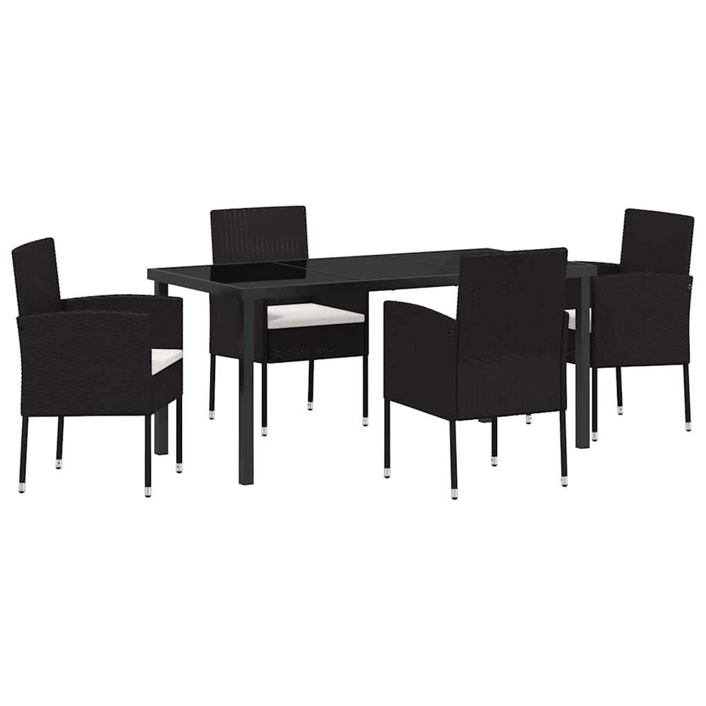 Garden Dining Set 5 pcs Black Poly Rattan