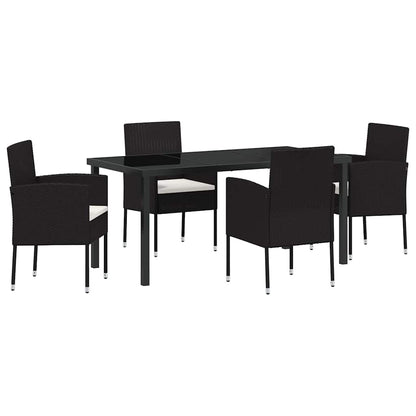 Garden Dining Set 5 pcs Black Poly Rattan