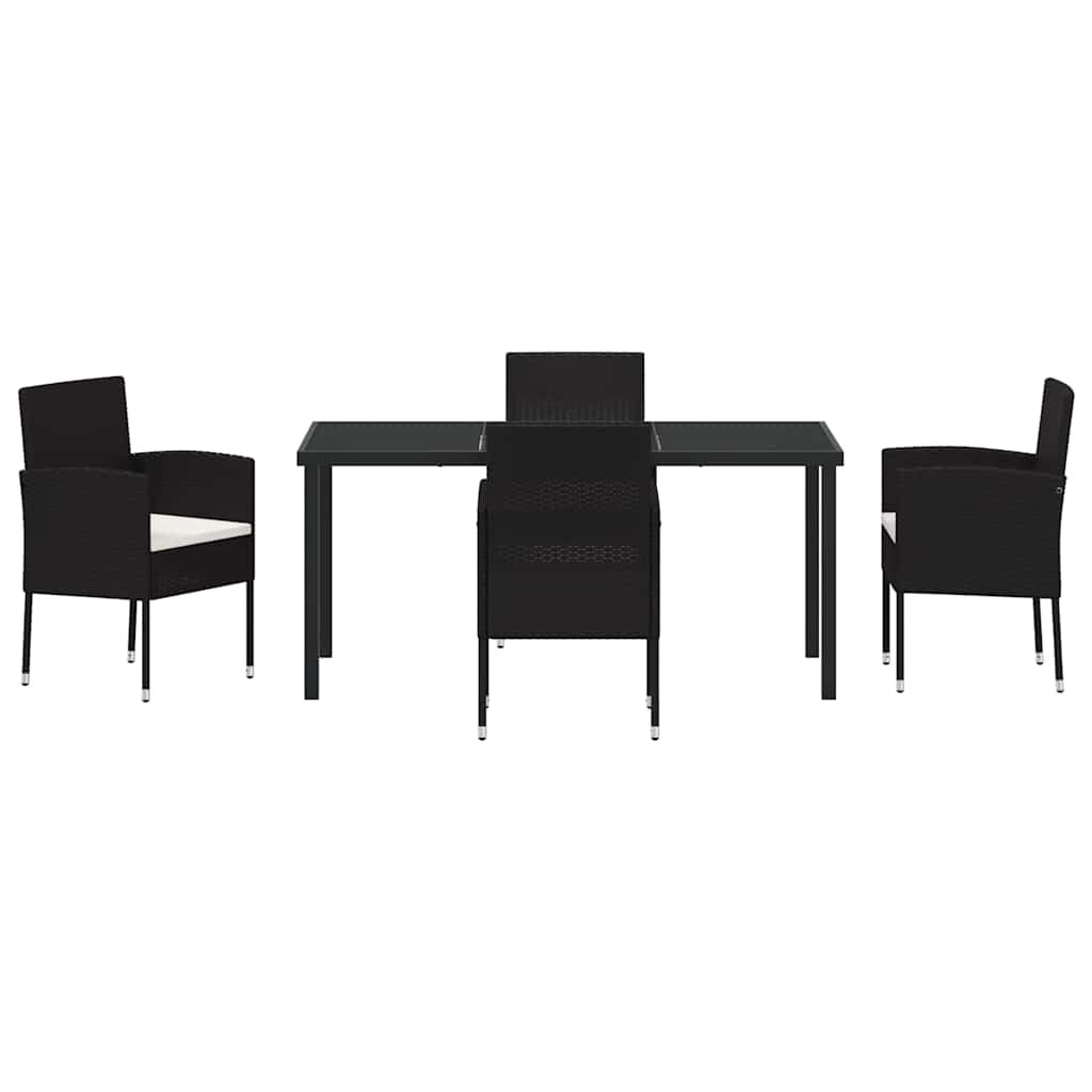 Garden Dining Set 5 pcs Black Poly Rattan
