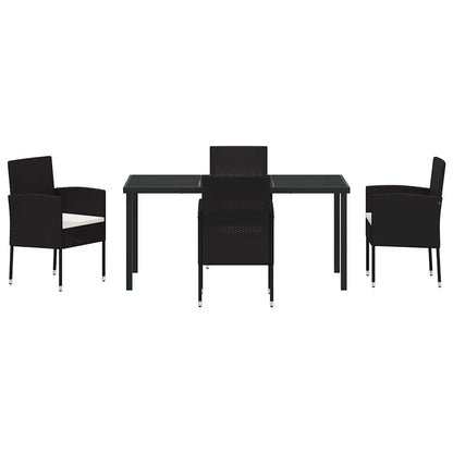 Garden Dining Set 5 pcs Black Poly Rattan
