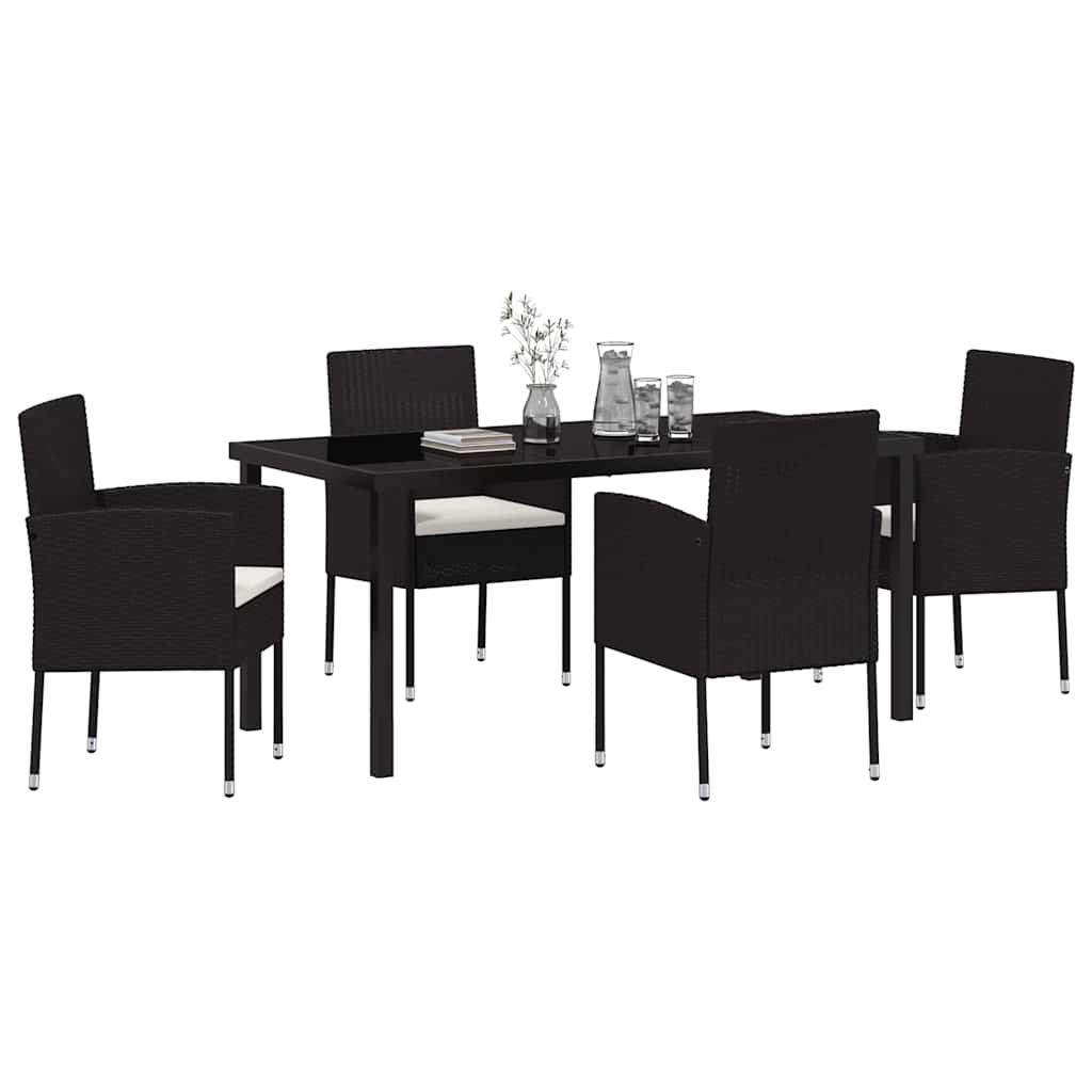 Garden Dining Set 5 pcs Black Poly Rattan
