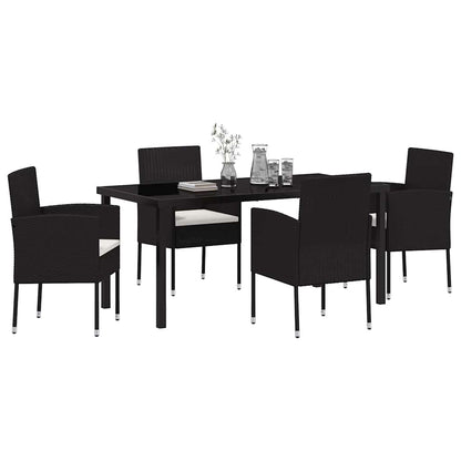 Garden Dining Set 5 pcs Black Poly Rattan