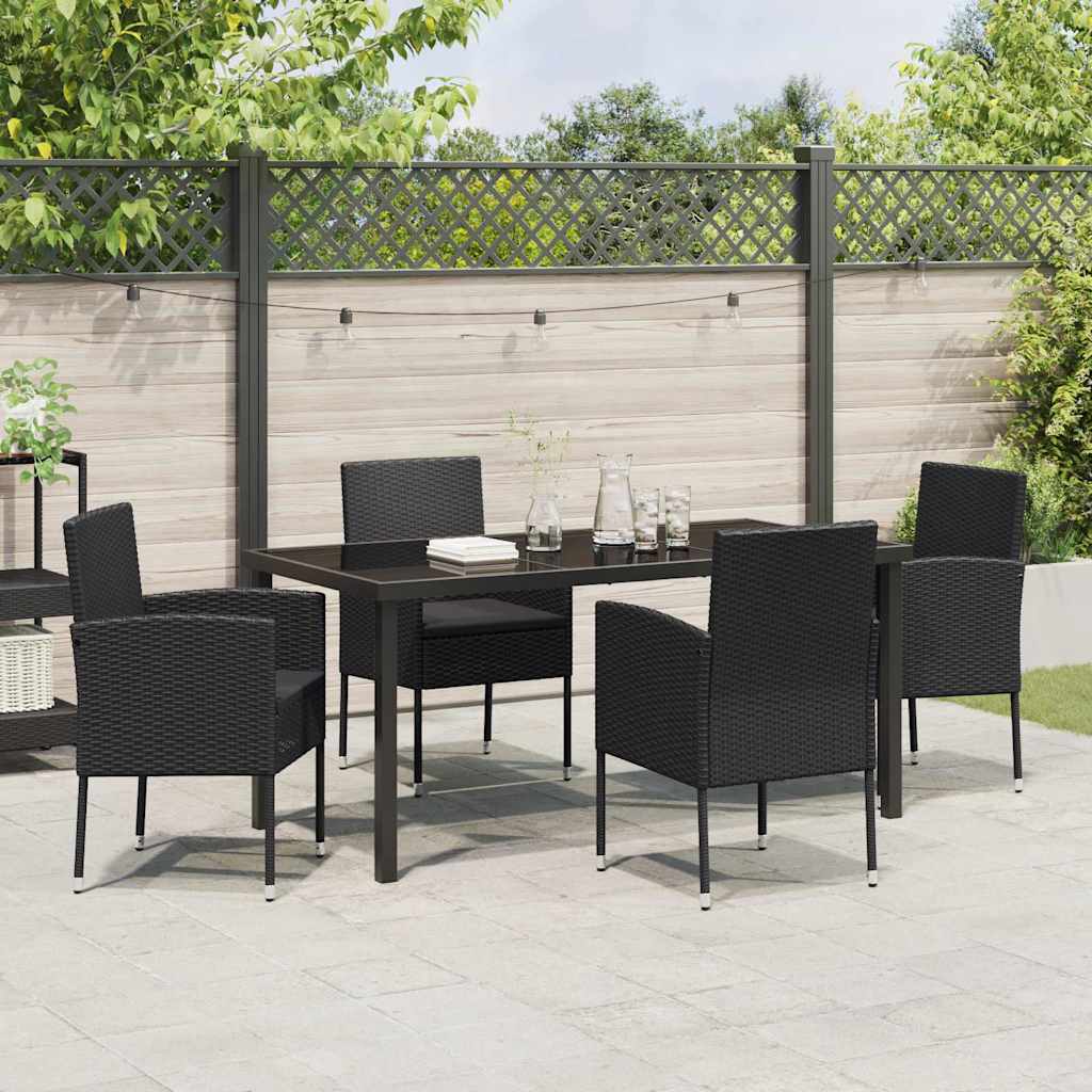 Garden Dining Set 5 pcs Black Poly Rattan