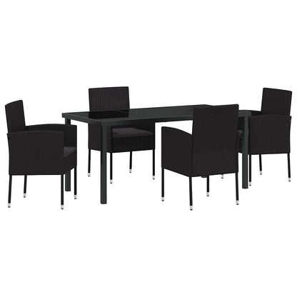 Garden Dining Set 5 pcs Black Poly Rattan