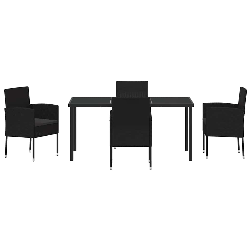 Garden Dining Set 5 pcs Black Poly Rattan