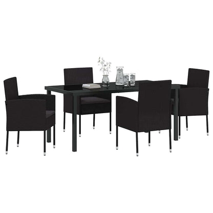 Garden Dining Set 5 pcs Black Poly Rattan