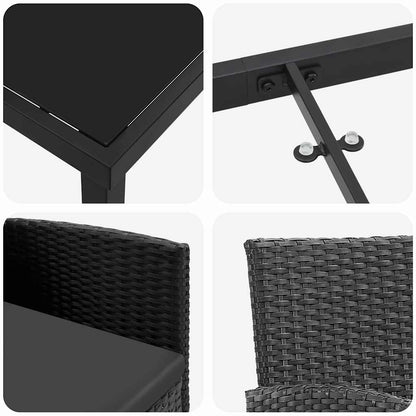 Garden Dining Set 9 pcs Black Poly Rattan