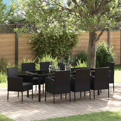 Garden Dining Set 9 pcs Black Poly Rattan