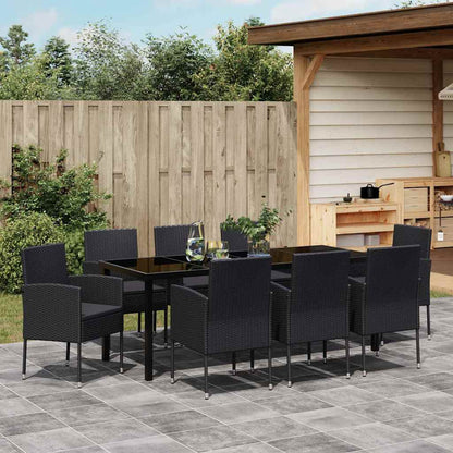 Garden Dining Set 9 pcs Black Poly Rattan