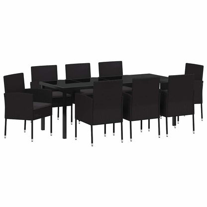 Garden Dining Set 9 pcs Black Poly Rattan
