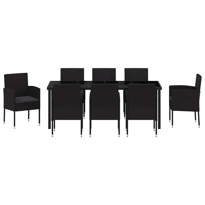 Garden Dining Set 9 pcs Black Poly Rattan
