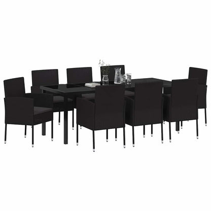 Garden Dining Set 9 pcs Black Poly Rattan