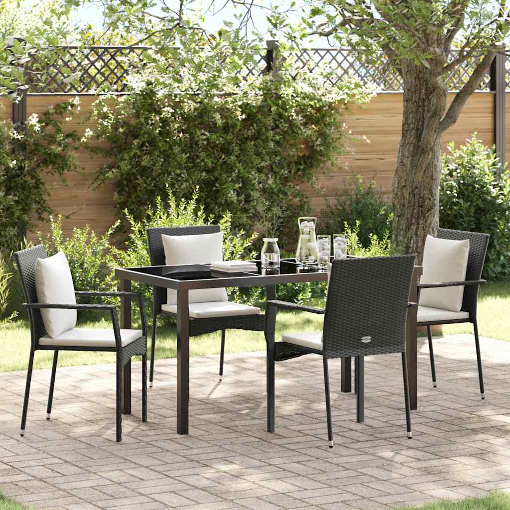 Garden Dining Set 5 pcs Black Poly Rattan