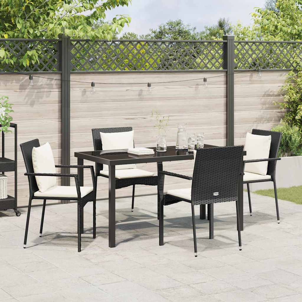 Garden Dining Set 5 pcs Black Poly Rattan