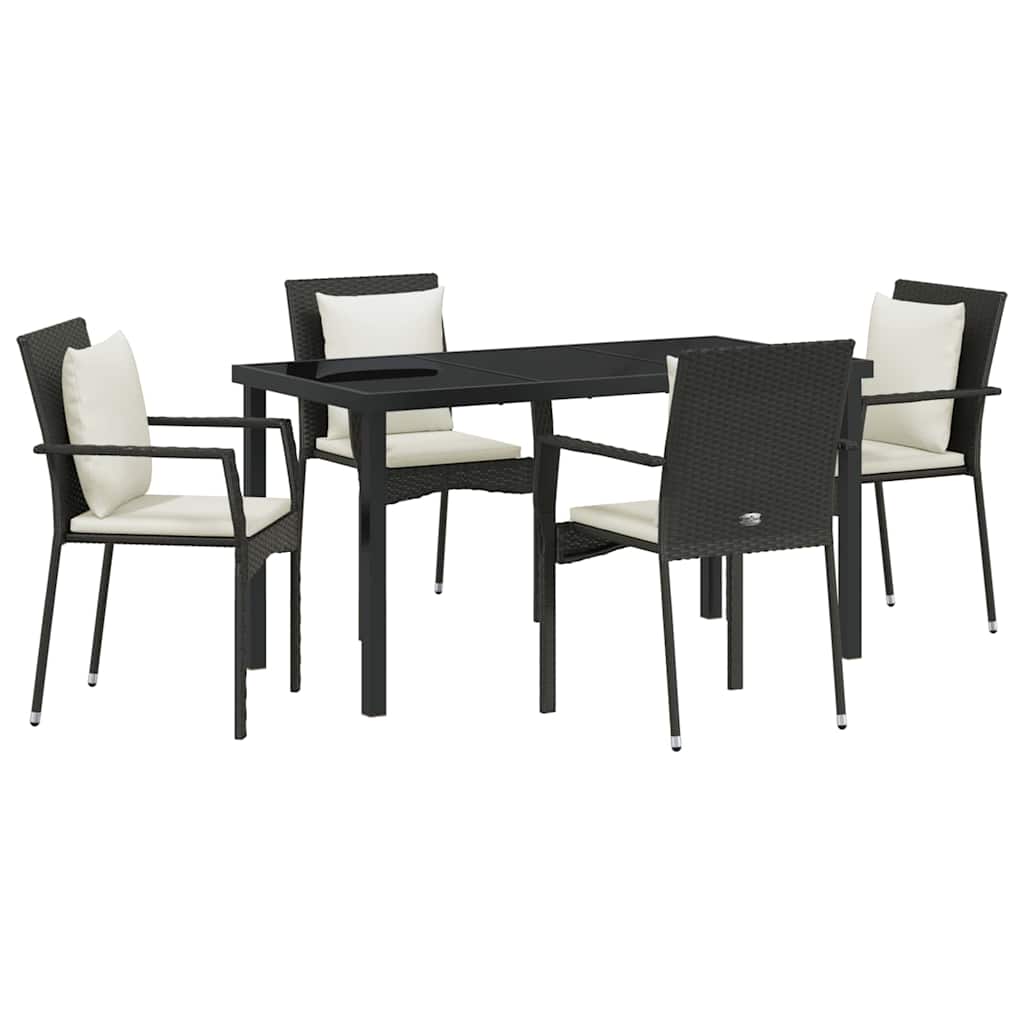 Garden Dining Set 5 pcs Black Poly Rattan