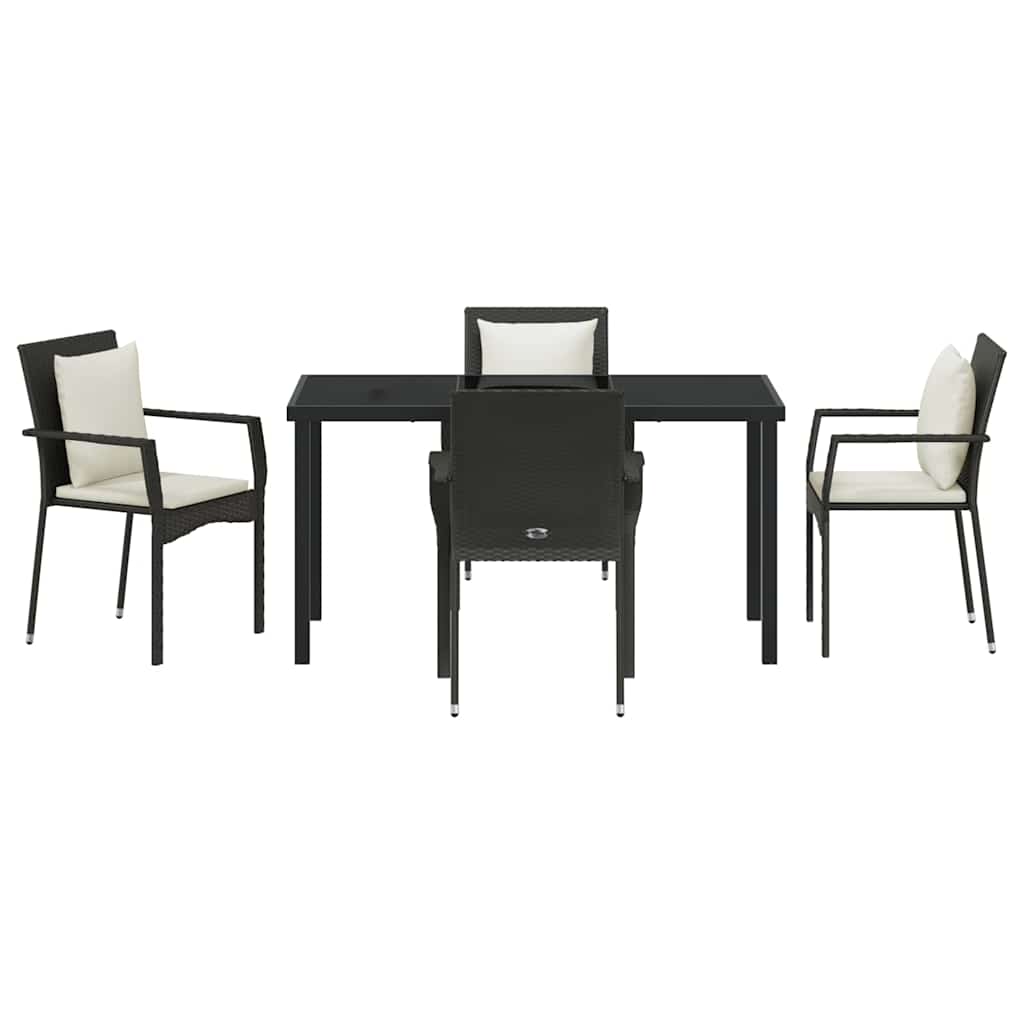 Garden Dining Set 5 pcs Black Poly Rattan