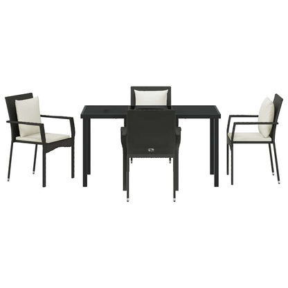 Garden Dining Set 5 pcs Black Poly Rattan