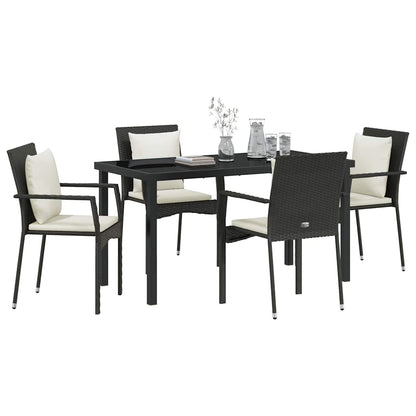 Garden Dining Set 5 pcs Black Poly Rattan