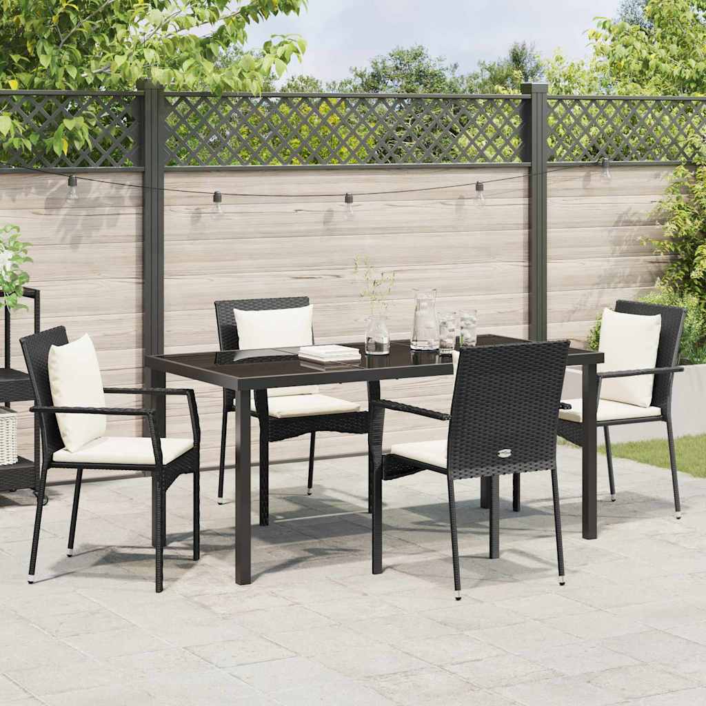 Garden Dining Set 5 pcs Black Poly Rattan