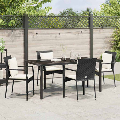 Garden Dining Set 5 pcs Black Poly Rattan