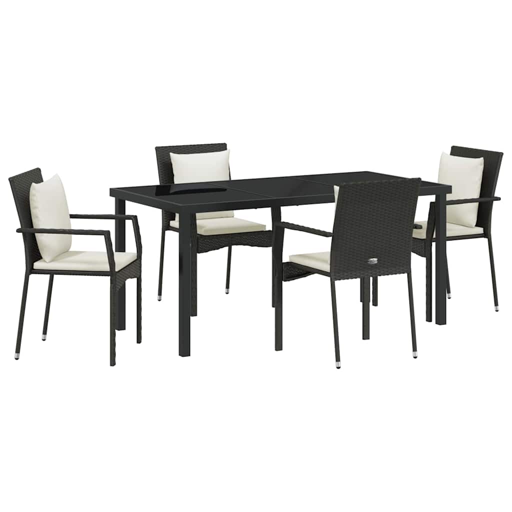 Garden Dining Set 5 pcs Black Poly Rattan