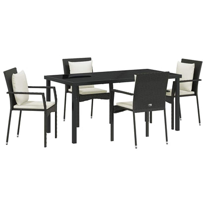 Garden Dining Set 5 pcs Black Poly Rattan