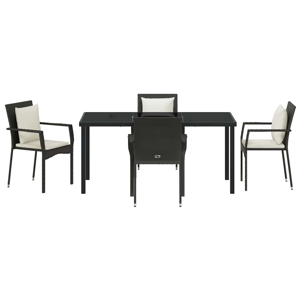 Garden Dining Set 5 pcs Black Poly Rattan
