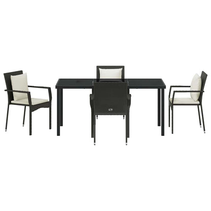 Garden Dining Set 5 pcs Black Poly Rattan