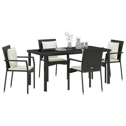 Garden Dining Set 5 pcs Black Poly Rattan