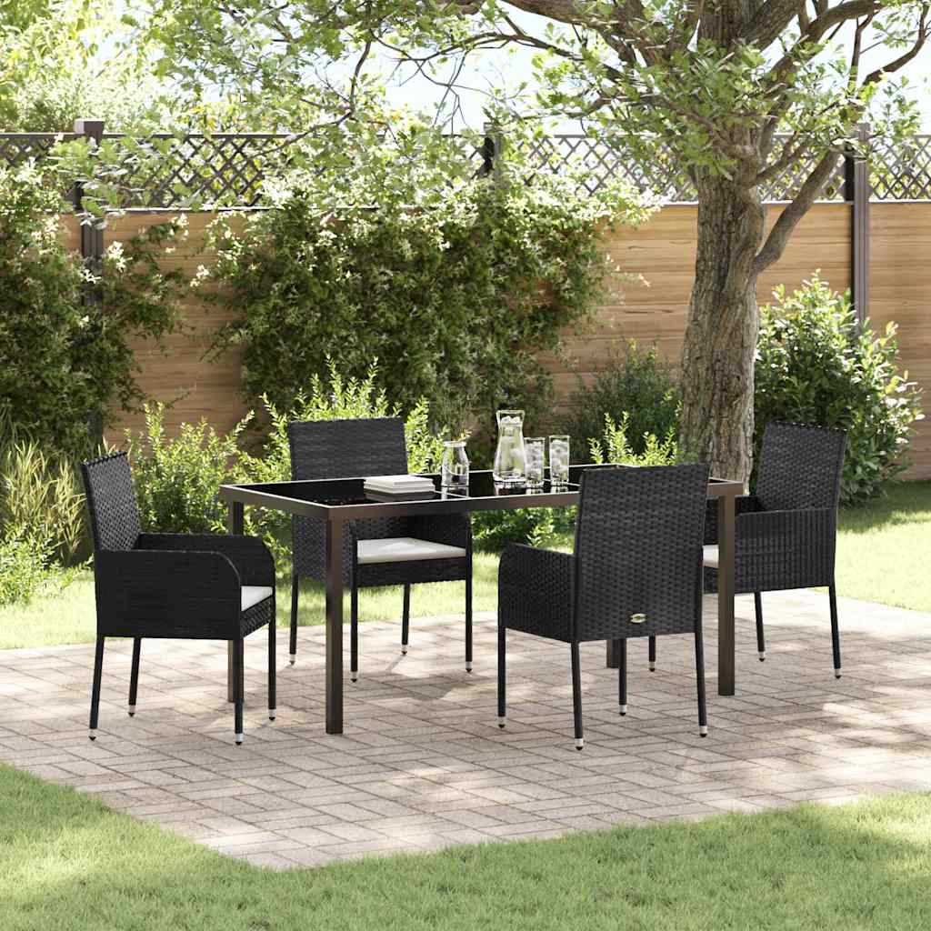 Garden Dining Set 5 pcs Black Poly Rattan