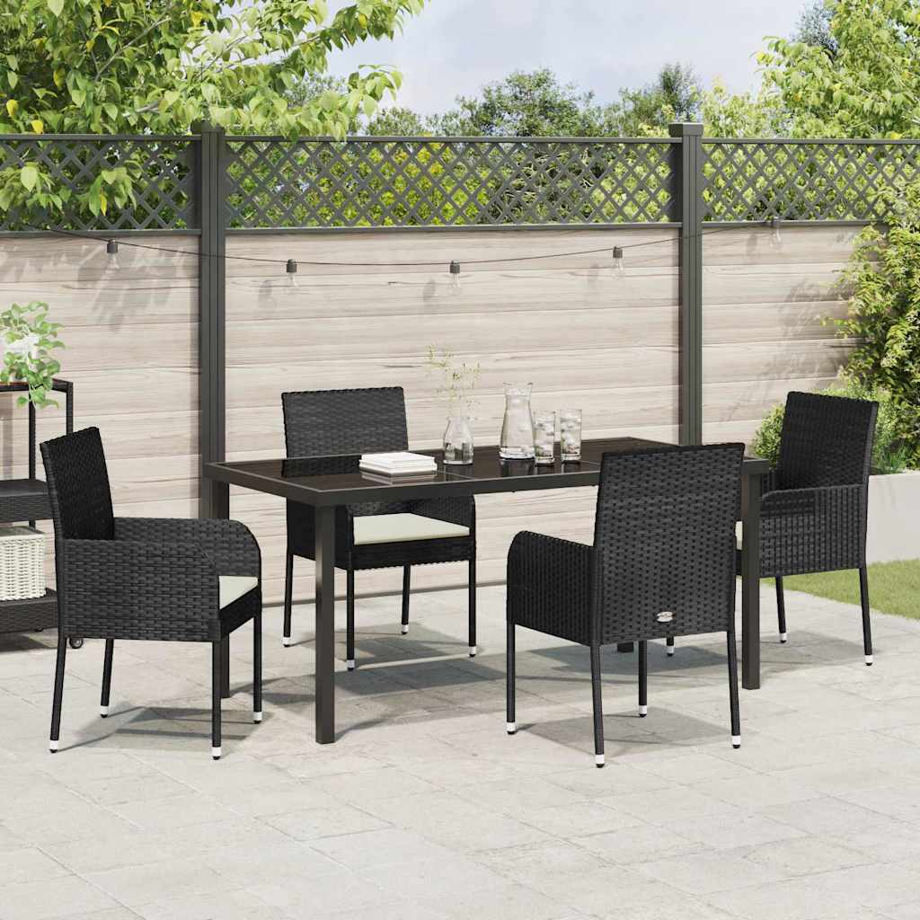 Garden Dining Set 5 pcs Black Poly Rattan