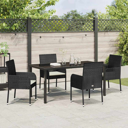 Garden Dining Set 5 pcs Black Poly Rattan