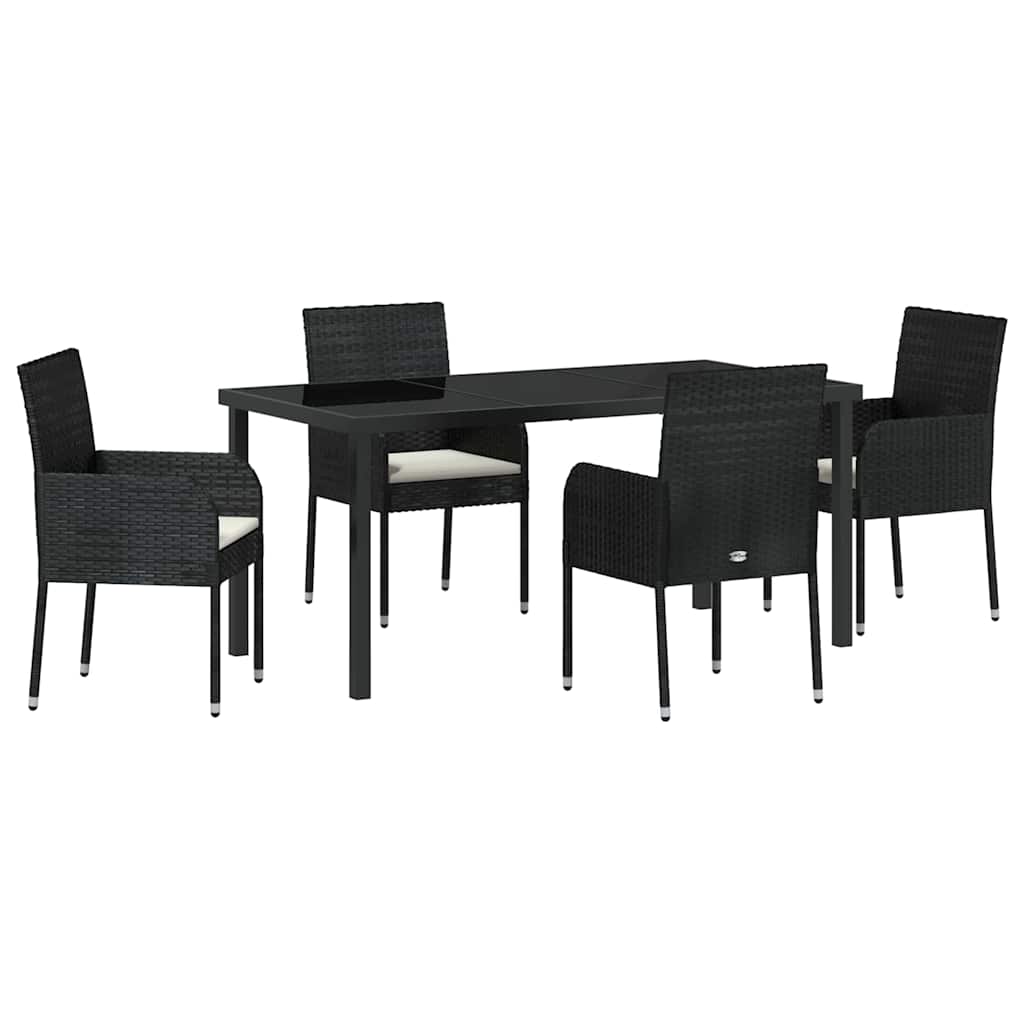 Garden Dining Set 5 pcs Black Poly Rattan