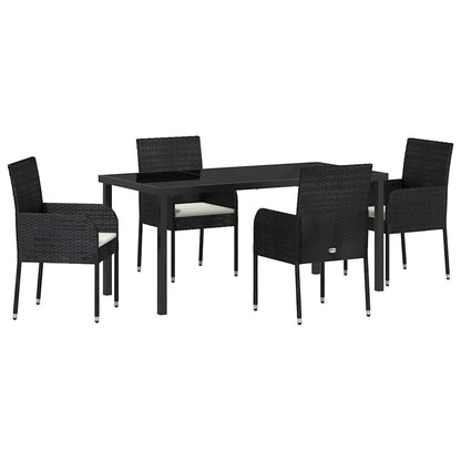 Garden Dining Set 5 pcs Black Poly Rattan